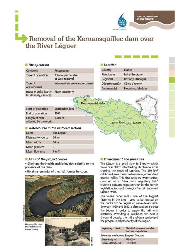 Removal of the Kernansquillec dam over the River Léguer