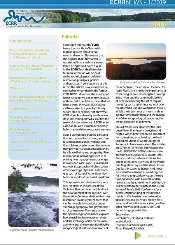 ECRR TECHNICAL Newsletter 1 - July 2019